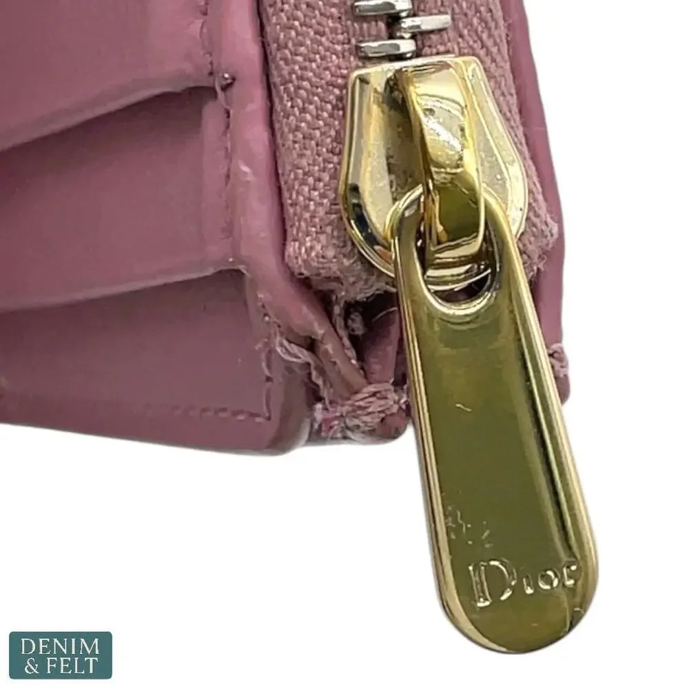 Christian Dior Montaigne 30 Lotus Pink Trifold Compact‎ Wallet Gold Hardware